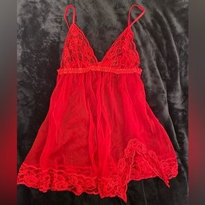 Beautiful red mesh and lace lingerie top